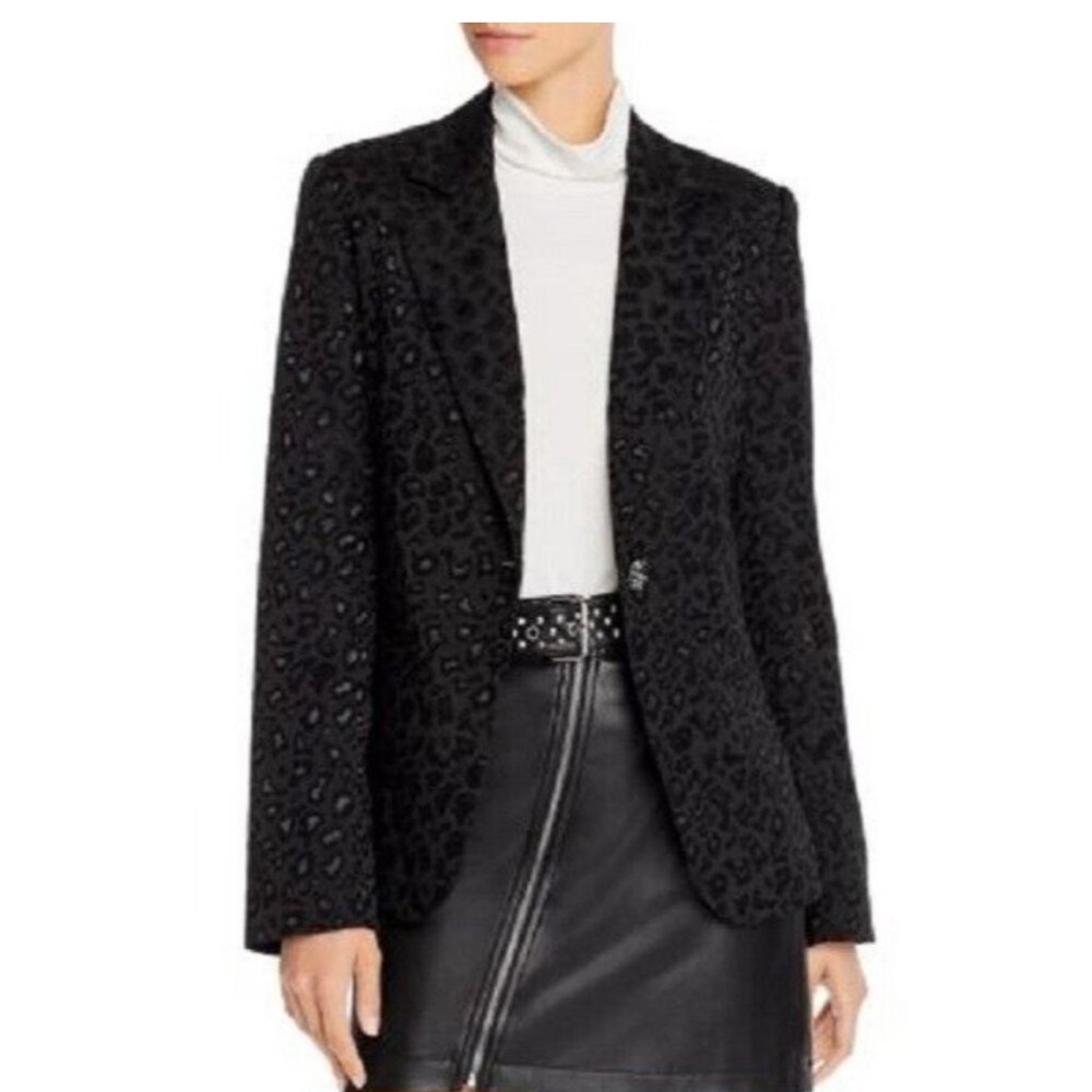 Aqua Bloomingdale's Black Cheetah Jacquard Blazer